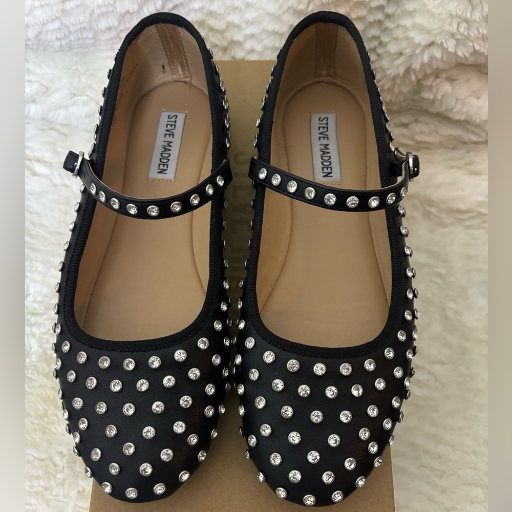 Steve Madden Vinetta Rhinestone Studded Mary Jane Flats